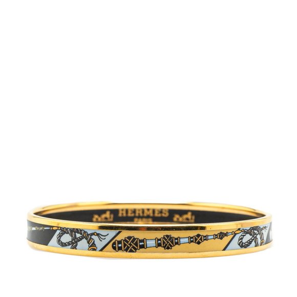 Hermes Enamel PM Cloisonne Bracelet in Gold and Multicolor Plated for Women - Picture 1 of 5